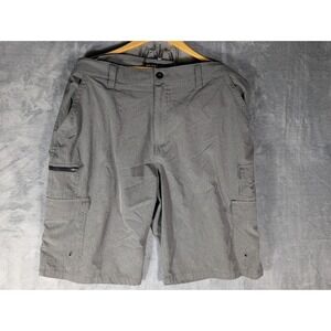 IRON CO Men 38 Heather Gray Hybrid Cargo Shorts Stretch Quick Dry Performance